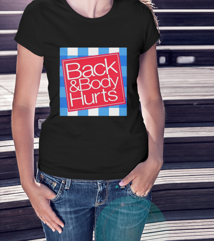 Back And Body Hurts Blue Gingham Square Red T-Shirt