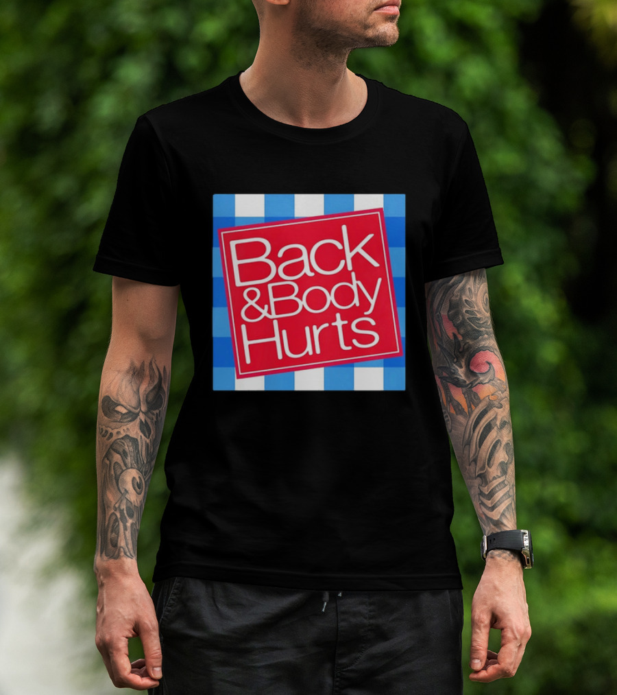 Back And Body Hurts Blue Gingham Square Red T-Shirt