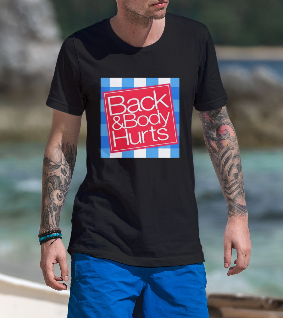 Back And Body Hurts Blue Gingham Square Red T-Shirt