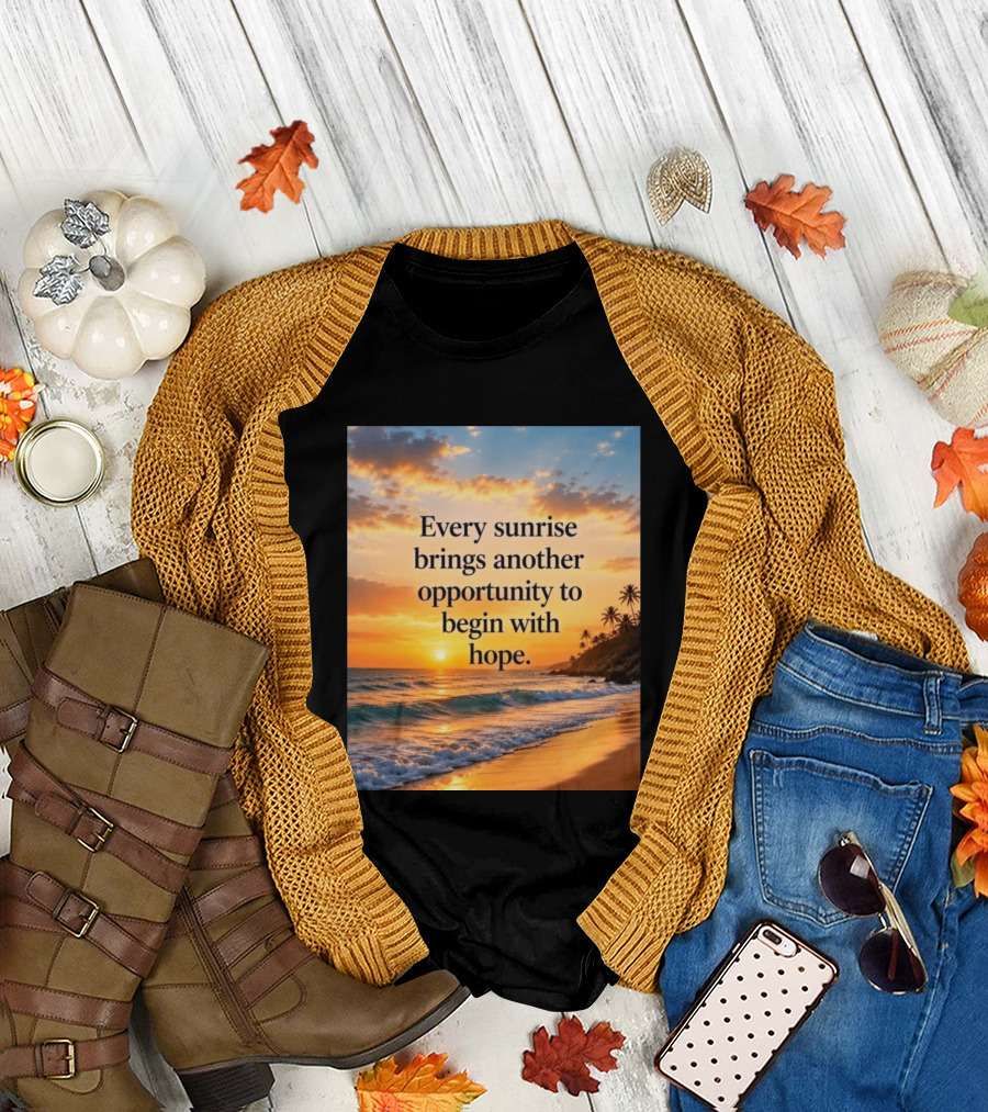 Every Sunrise Brings Another Opportunity To Begin With Hope Scenic Beach View T-Shirt