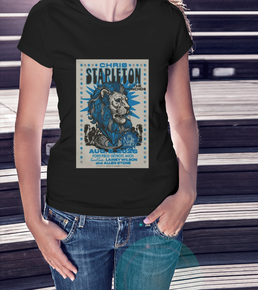 Chris Stapleton The Honchos Ford Field Detroit Aug 08 2026 Special Guests Lainey Wilson Allen Stone T-Shirt