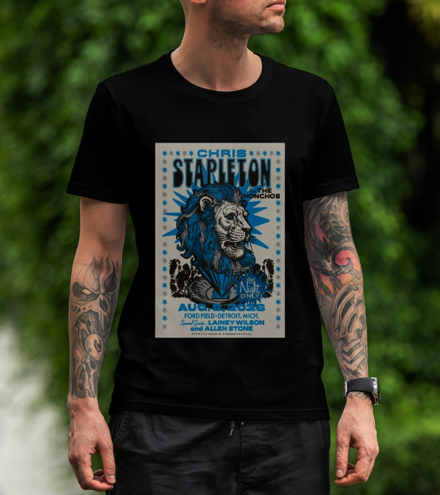 Chris Stapleton The Honchos Ford Field Detroit Aug 08 2026 Special Guests Lainey Wilson Allen Stone T-Shirt