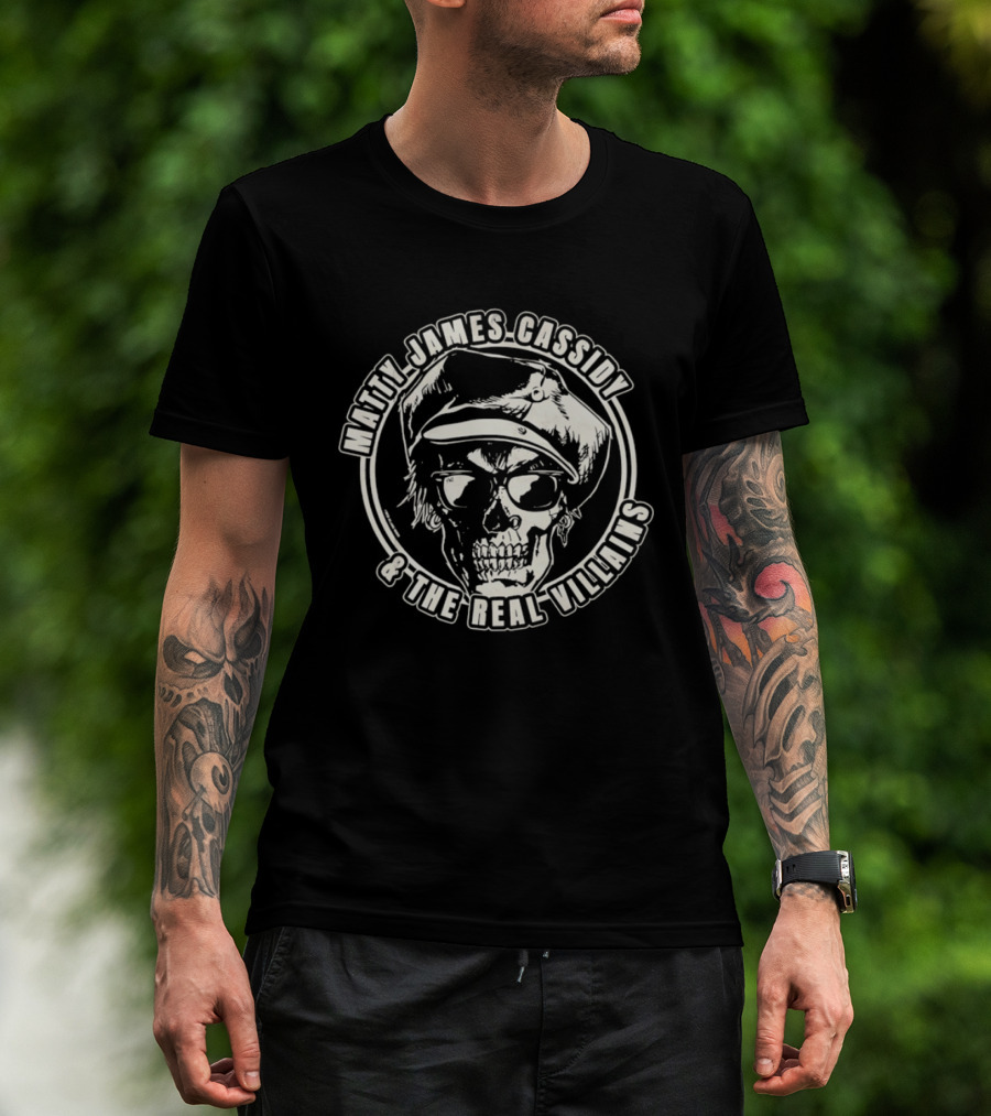 Matty James Cassidy And The Real Villains Skull With Glasses And Hat T-Shirt