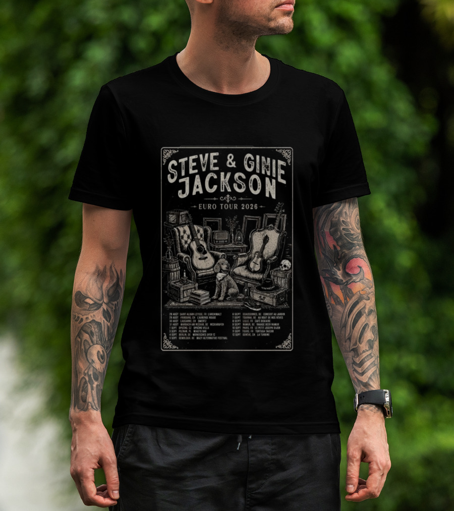Steve & Ginie Jackson Euro Tour 2026 Collectible Concert August To October Tour Dates T-Shirt