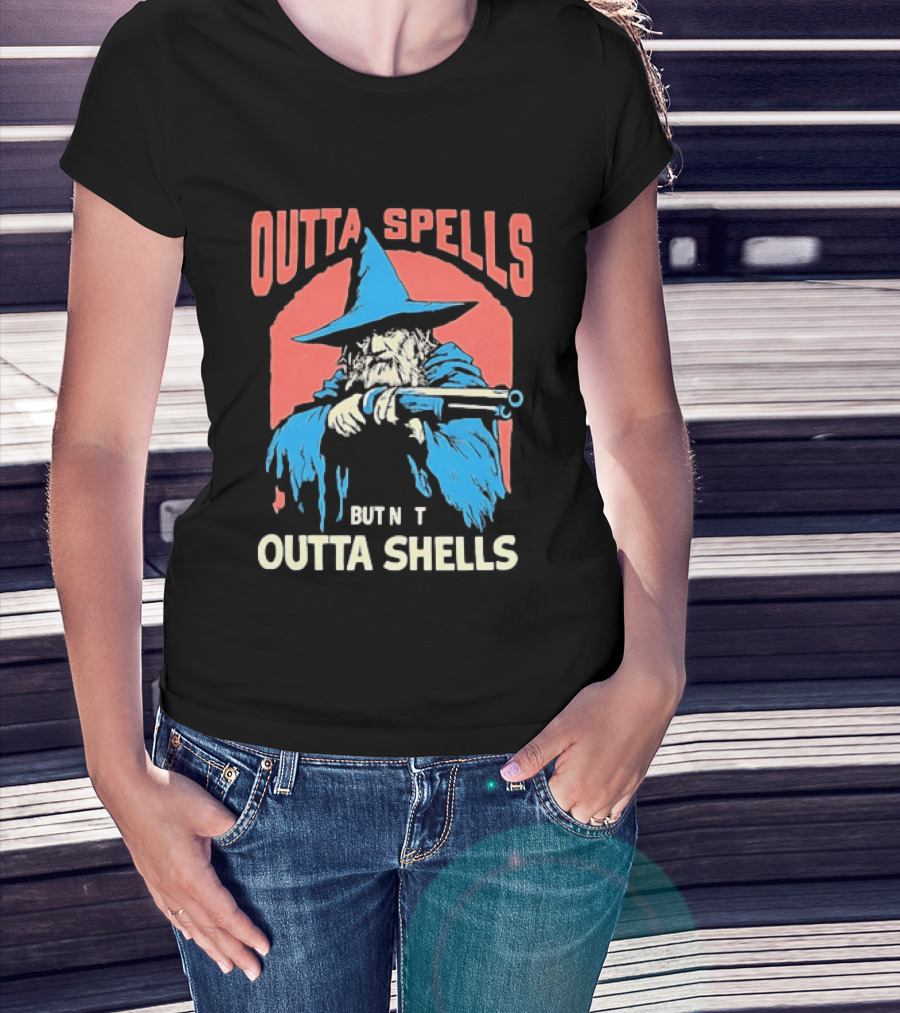 Outta Spells But Not Outta Shells Wizard Humor T-Shirt