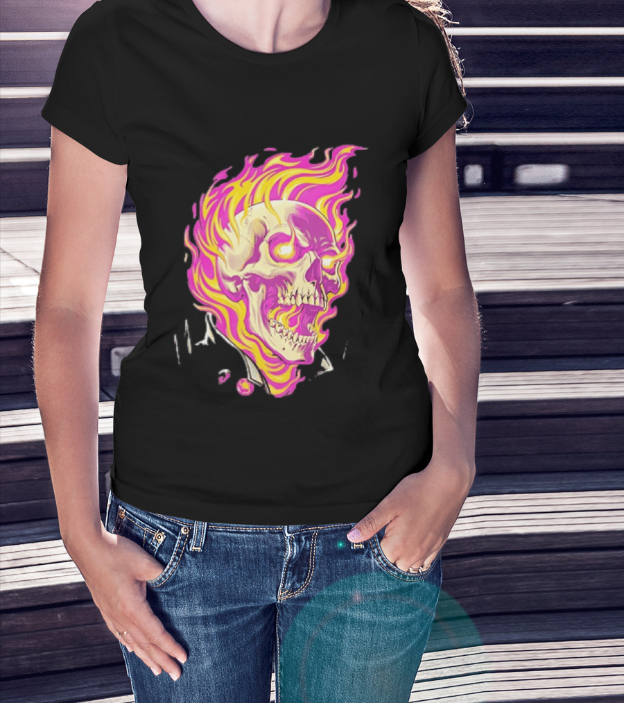 Ghost Rider Flaming Skull Marvel Fire Blaze T-Shirt