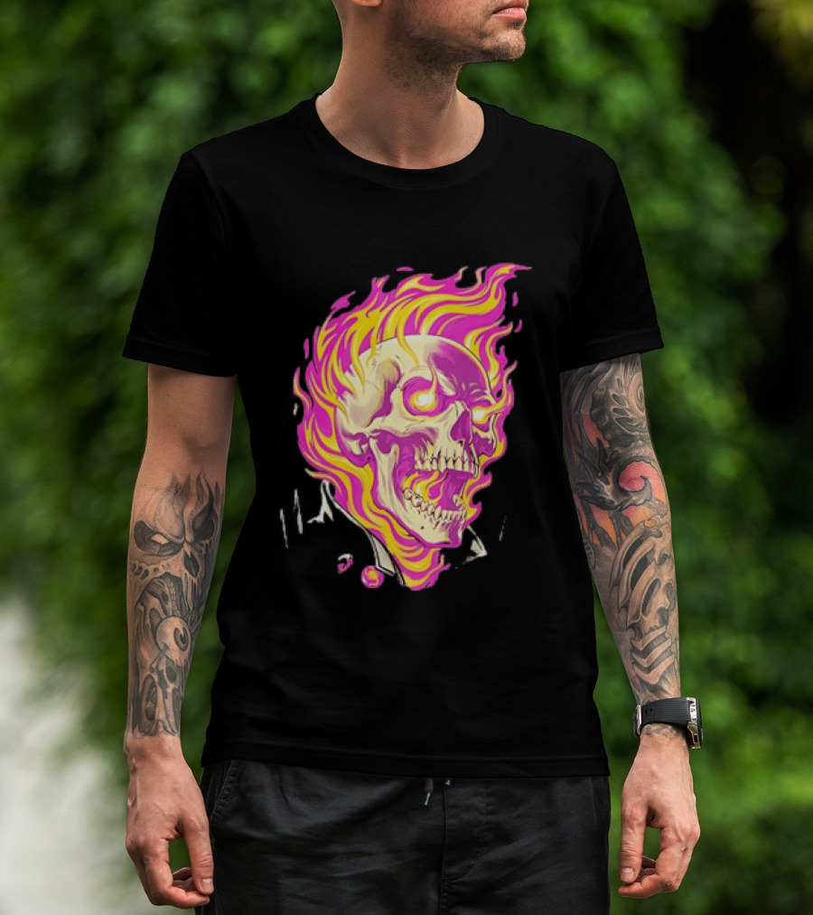 Ghost Rider Flaming Skull Marvel Fire Blaze T-Shirt