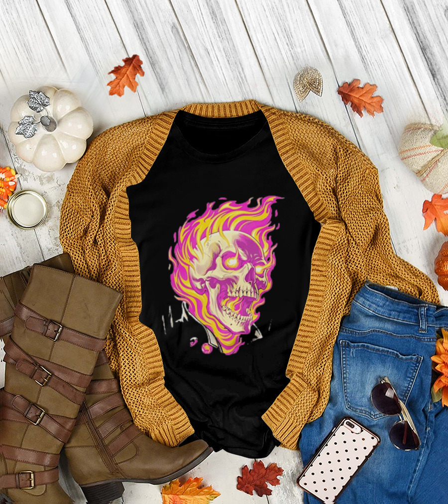Ghost Rider Flaming Skull Marvel Fire Blaze T-Shirt