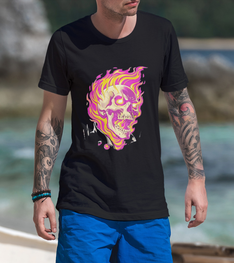 Ghost Rider Flaming Skull Marvel Fire Blaze T-Shirt