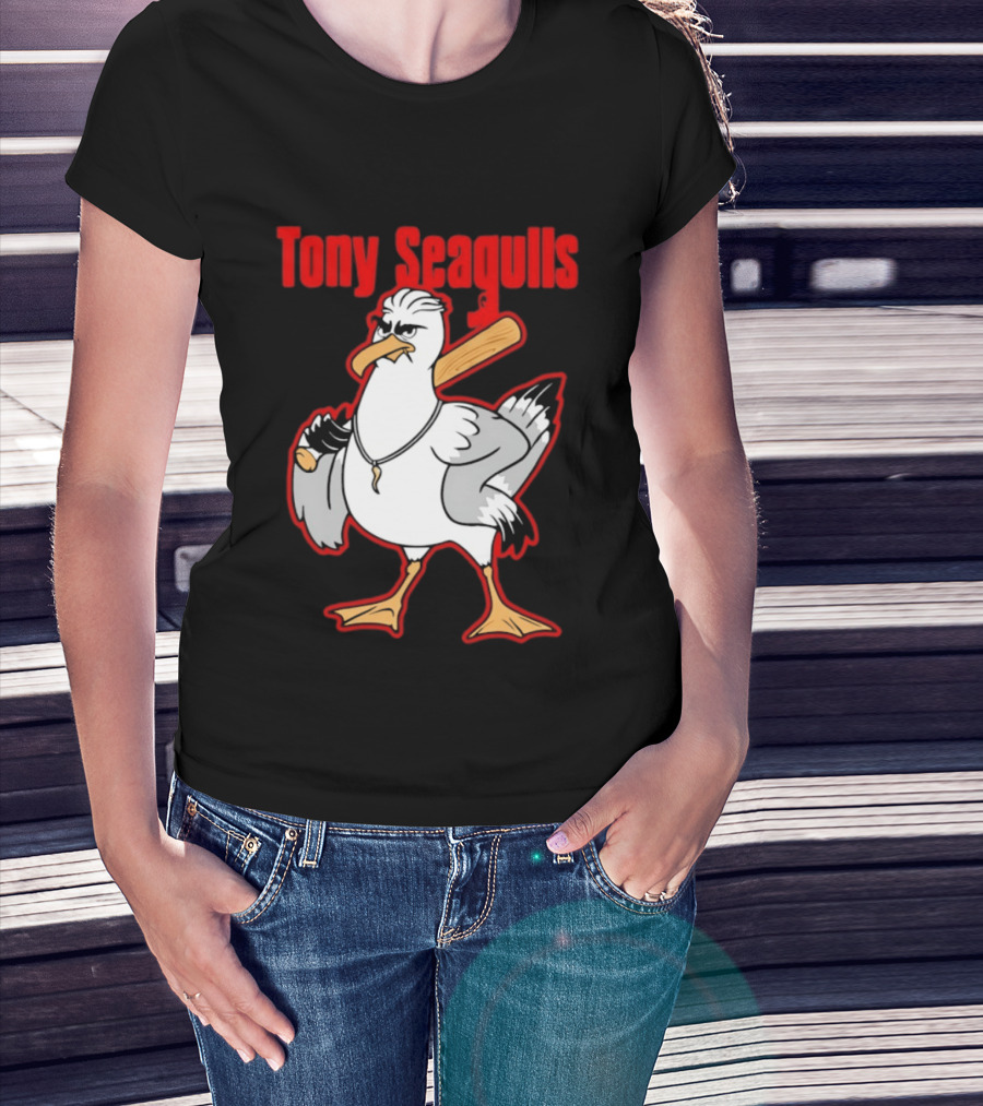 Tony Seagulls Mobster Bird Seagull Mafia T-Shirt