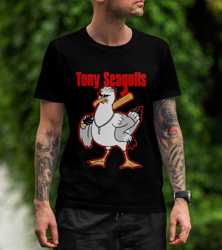 Tony Seagulls Mobster Bird Seagull Mafia T-Shirt