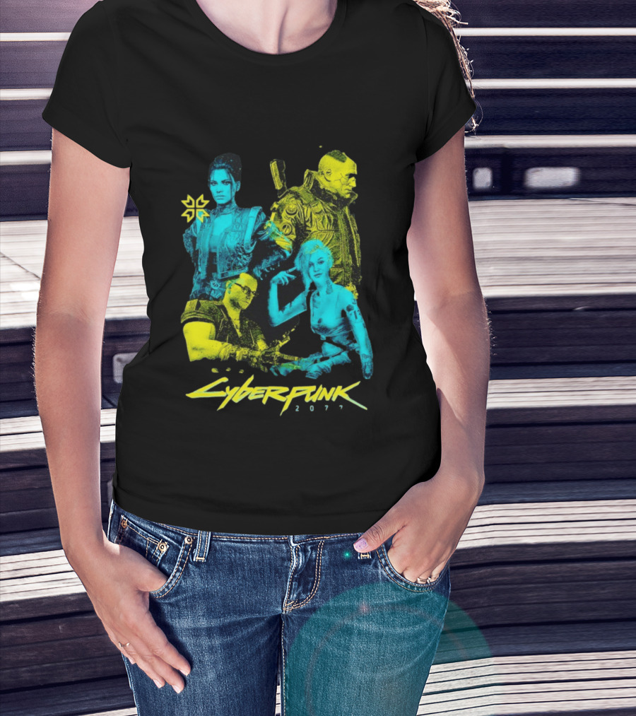 Cyberpunk 2077 Characters And Logo Video Game Merchandise T-Shirt