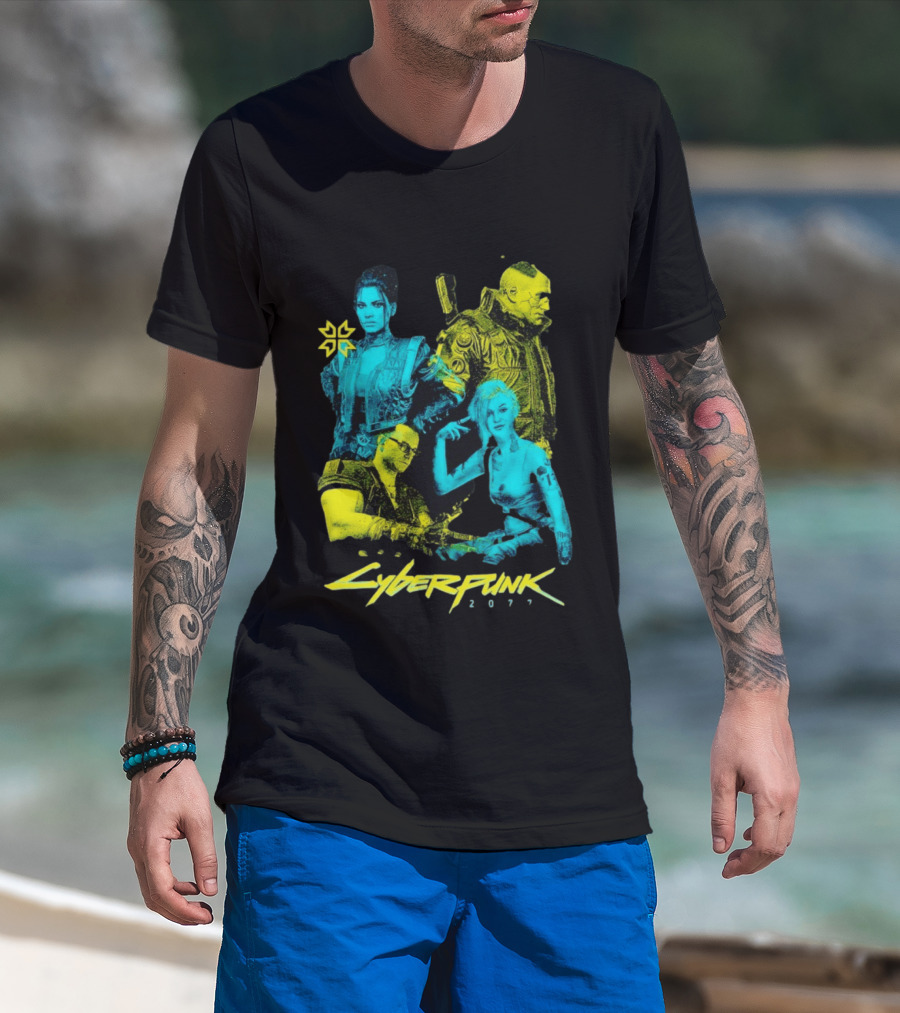 Cyberpunk 2077 Characters And Logo Video Game Merchandise T-Shirt