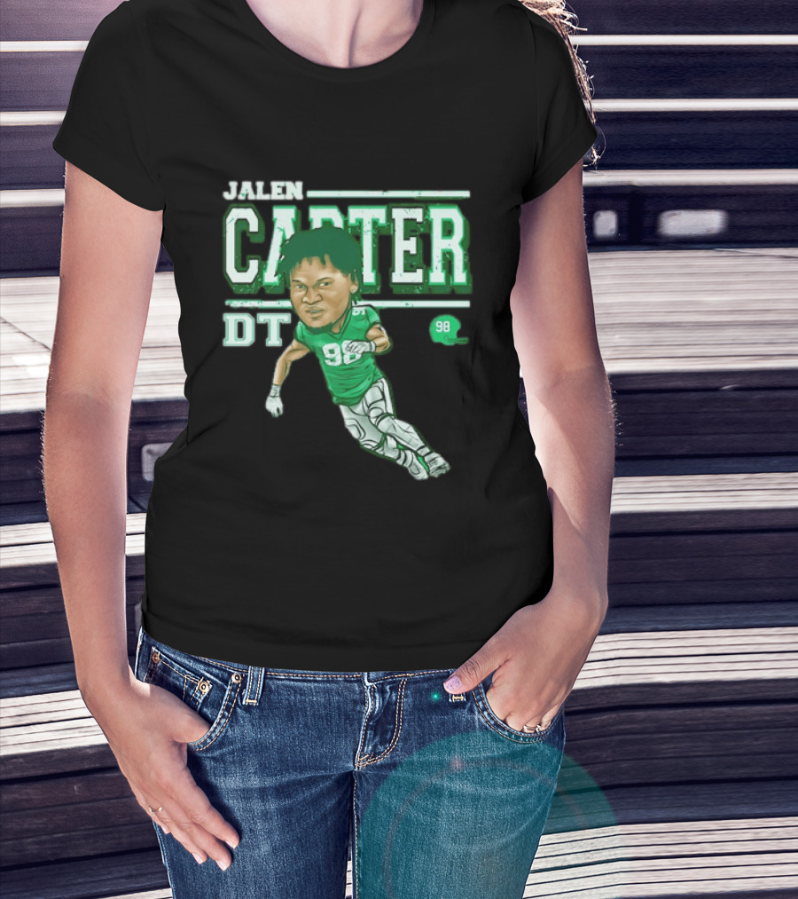 Jalen Carter Philadelphia Eagles DT 98 Caricature Football Player T-Shirt