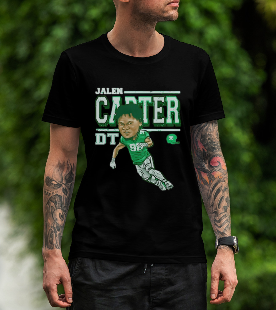 Jalen Carter Philadelphia Eagles DT 98 Caricature Football Player T-Shirt