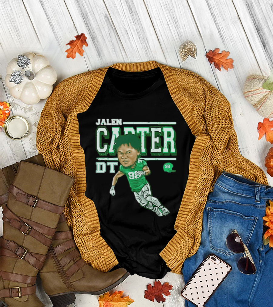 Jalen Carter Philadelphia Eagles DT 98 Caricature Football Player T-Shirt