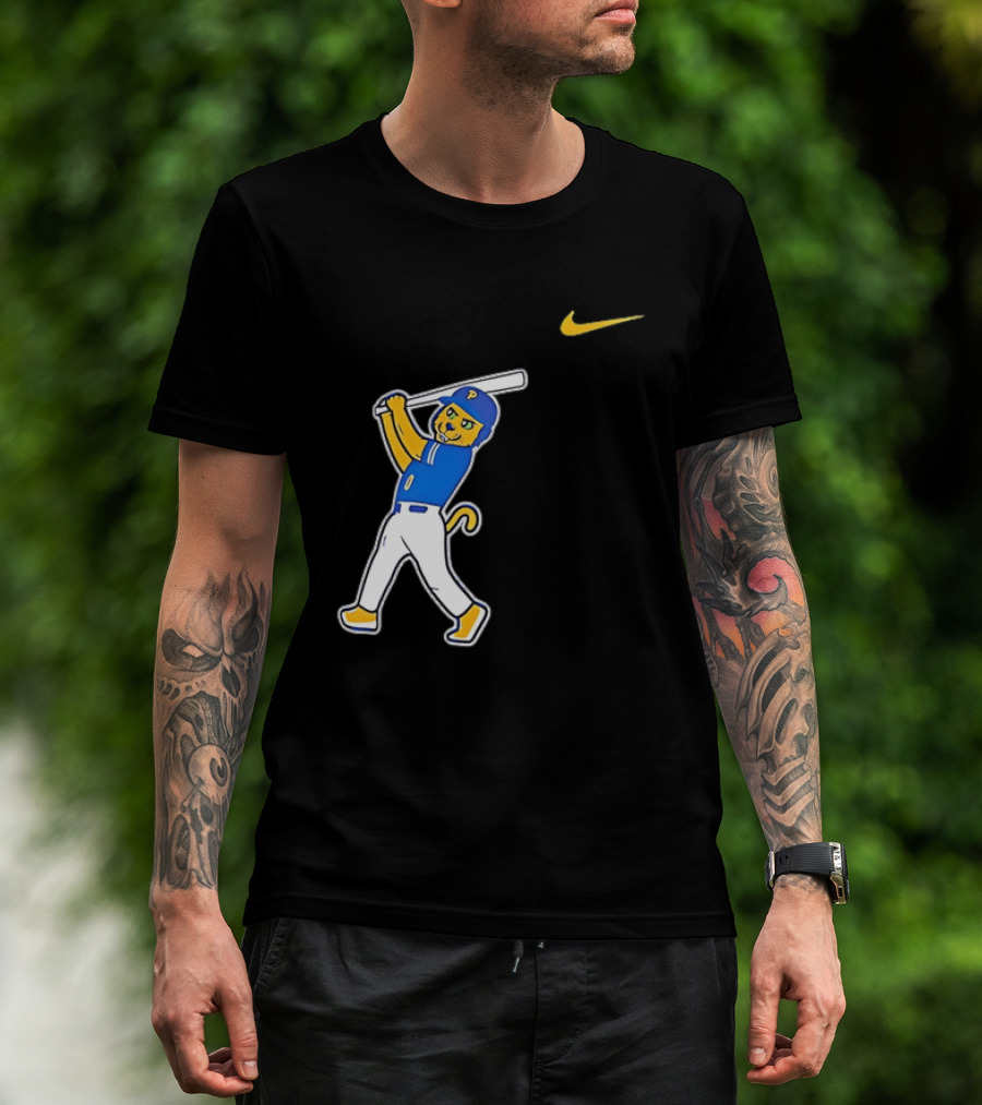 Pittsburgh Panthers Baseball Cartoon Mascot Batter Nike Sportswear T-Shirt