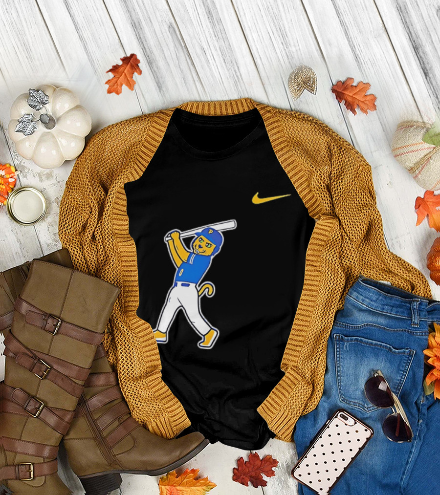 Pittsburgh Panthers Baseball Cartoon Mascot Batter Nike Sportswear T-Shirt