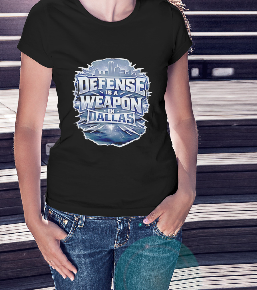 Defense Is A Weapon Dallas Football Skyline T-Shirt