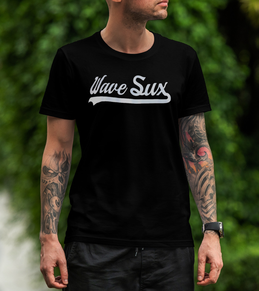 Wave Sux Script Font White Text Wave T-Shirt