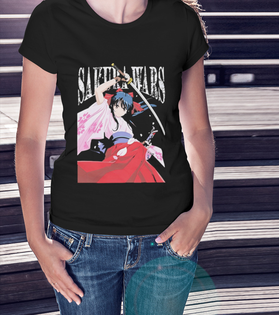 Sakura Wars Distressed Anime Samurai Girl With Katana T-Shirt