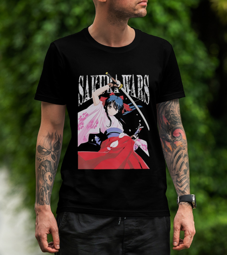 Sakura Wars Distressed Anime Samurai Girl With Katana T-Shirt