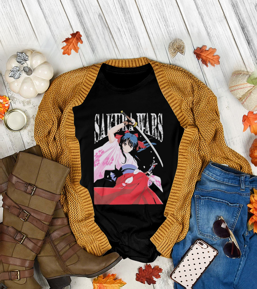 Sakura Wars Distressed Anime Samurai Girl With Katana T-Shirt