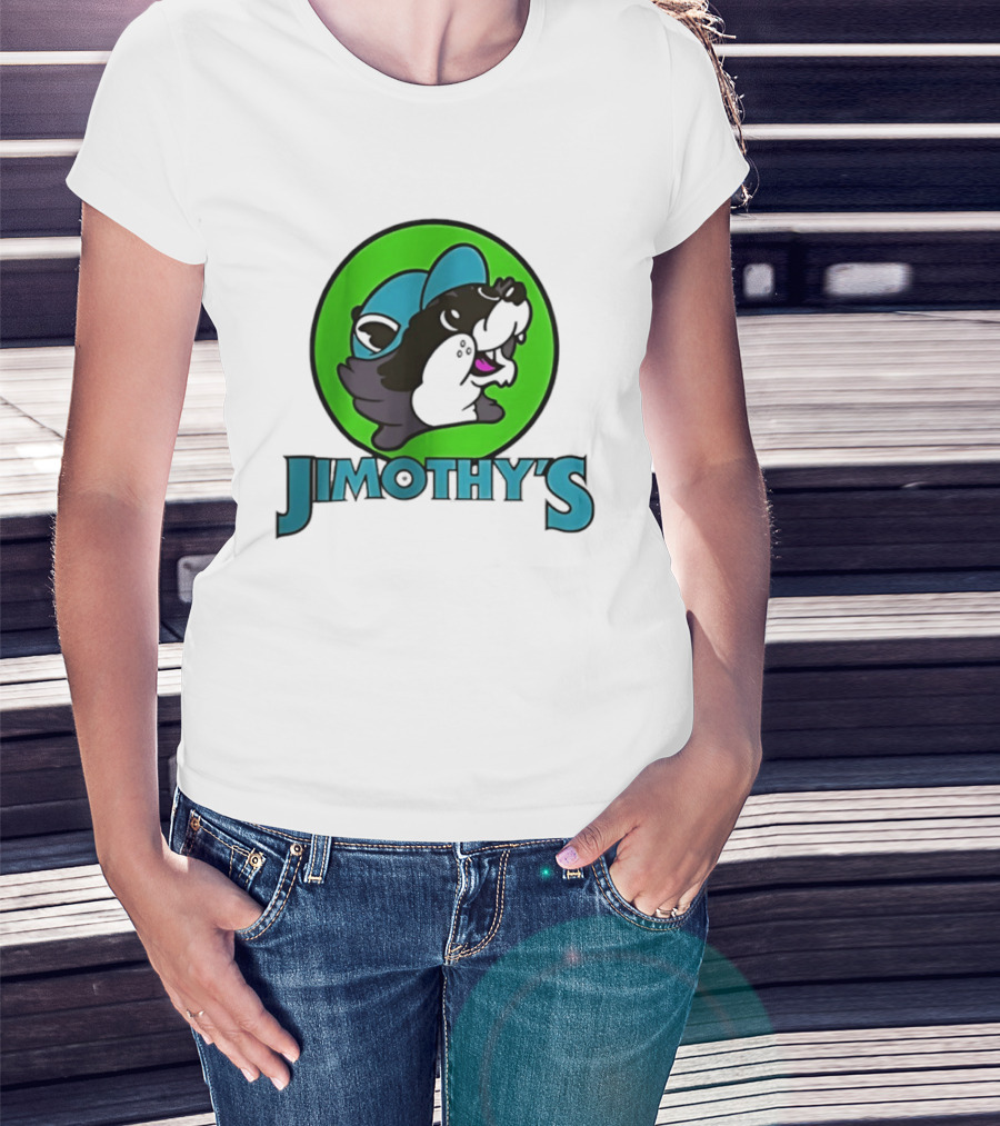 Jimothy's Cartoon Hat Character In Green Circle T-Shirt