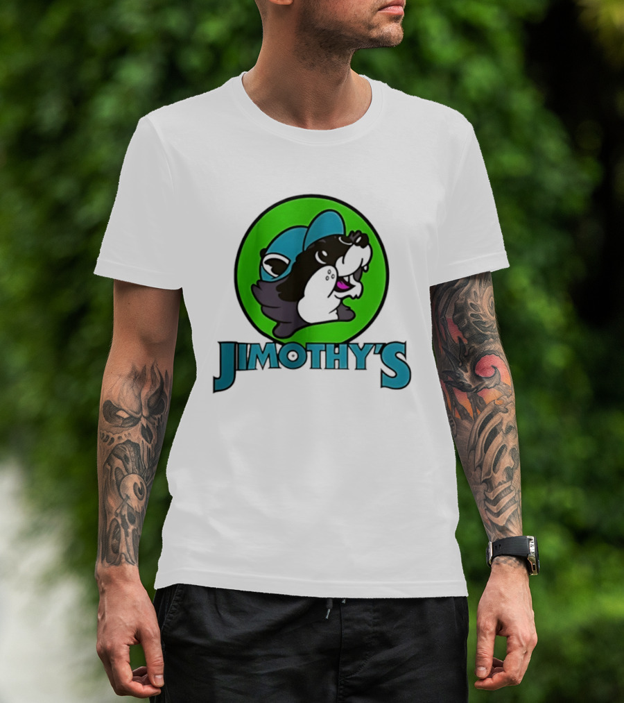 Jimothy's Cartoon Hat Character In Green Circle T-Shirt