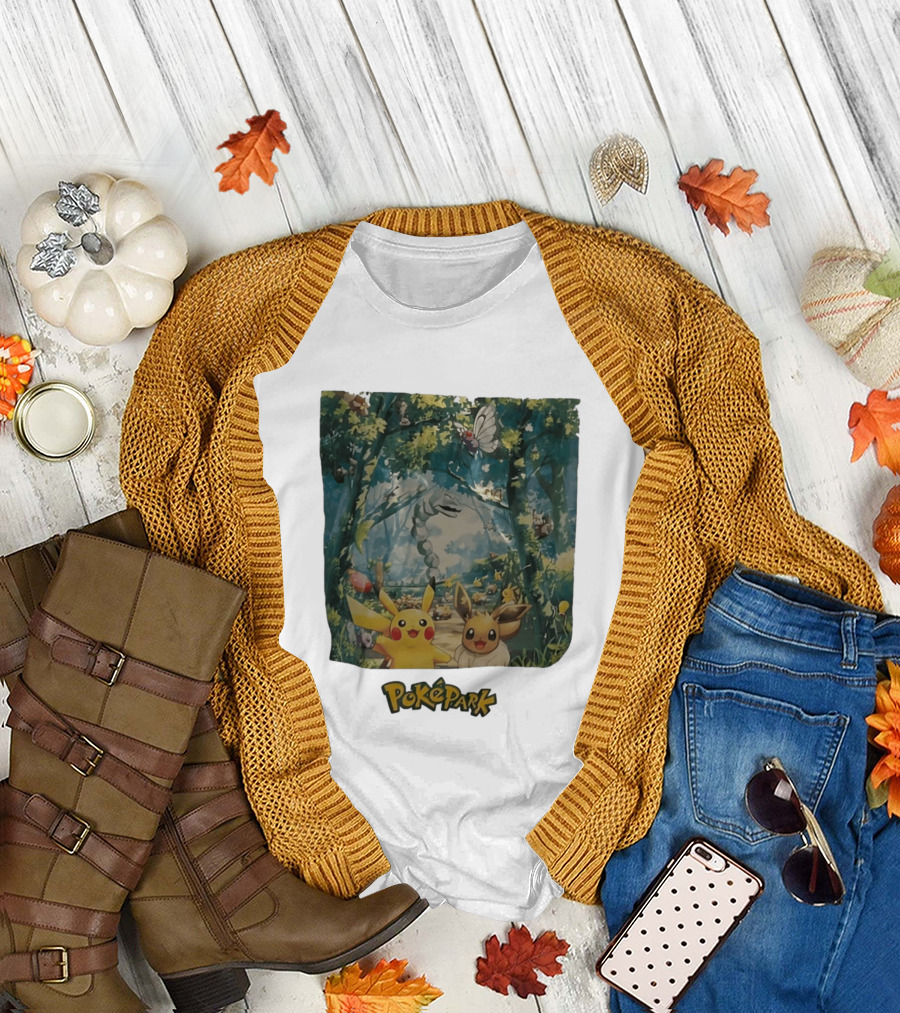 Pikachu Eevee PokéPark Kanto Forest Onix Butterfree Scene T-Shirt