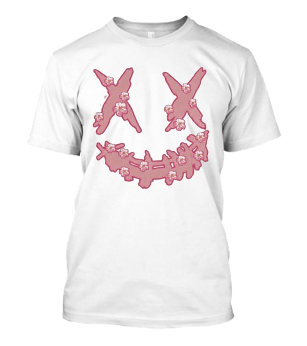 Kaos Ric Ricky Is Clown Sakura Pink Embroidery With Floral X Smiley T-Shirt