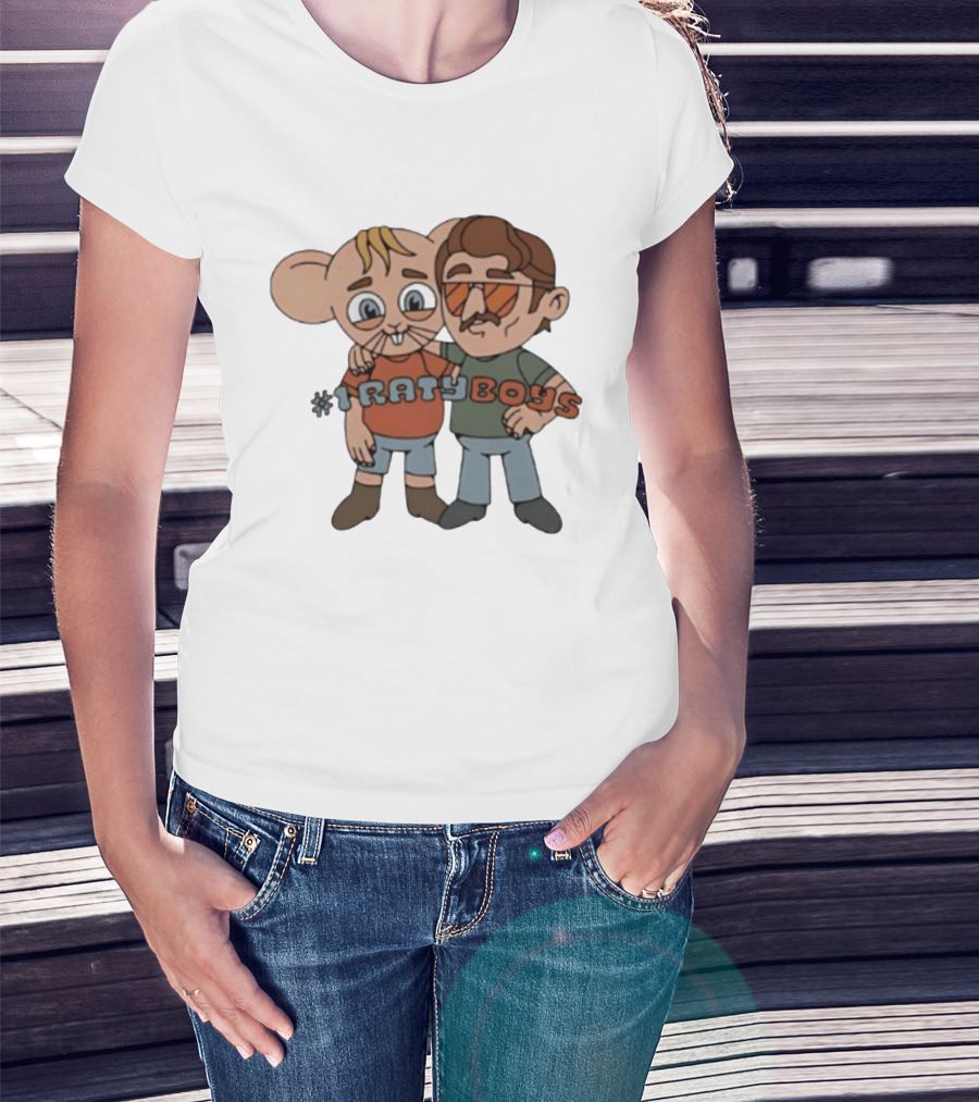 Ratyboys Cartoon Characters With Mouse And Sunglasses Duo T-Shirt