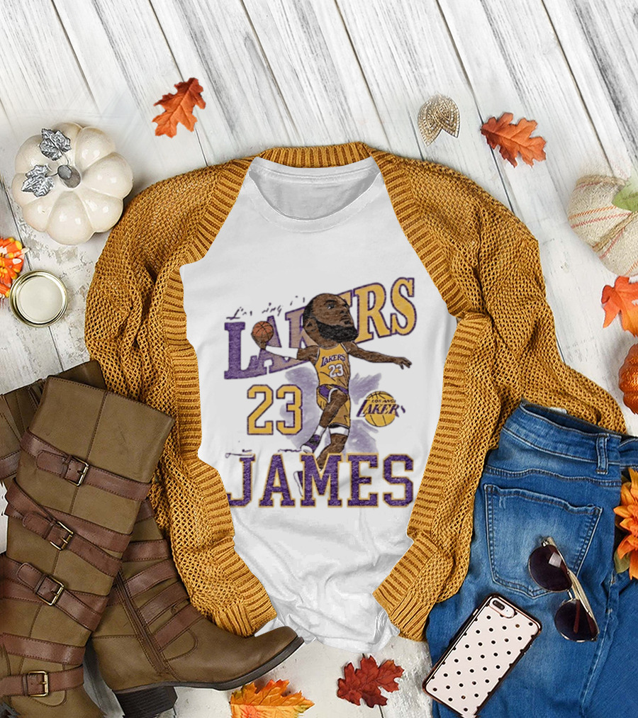 Los Angeles Lakers Lebron James 23 Basketball Caricature Player T-Shirt