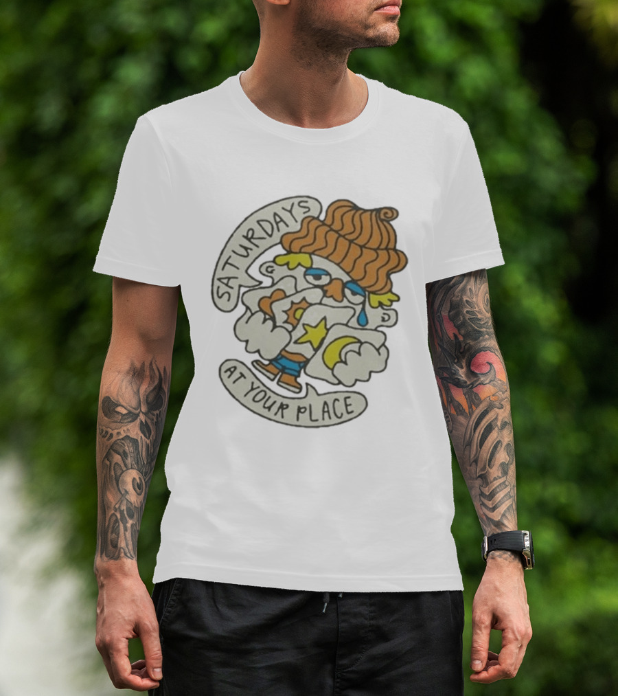 Saturdays At Your Place Cartoon Character With Beanie T-Shirt