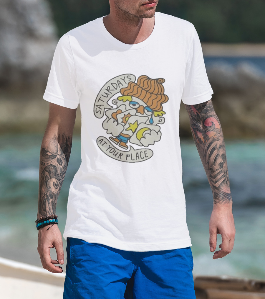 Saturdays At Your Place Cartoon Character With Beanie T-Shirt
