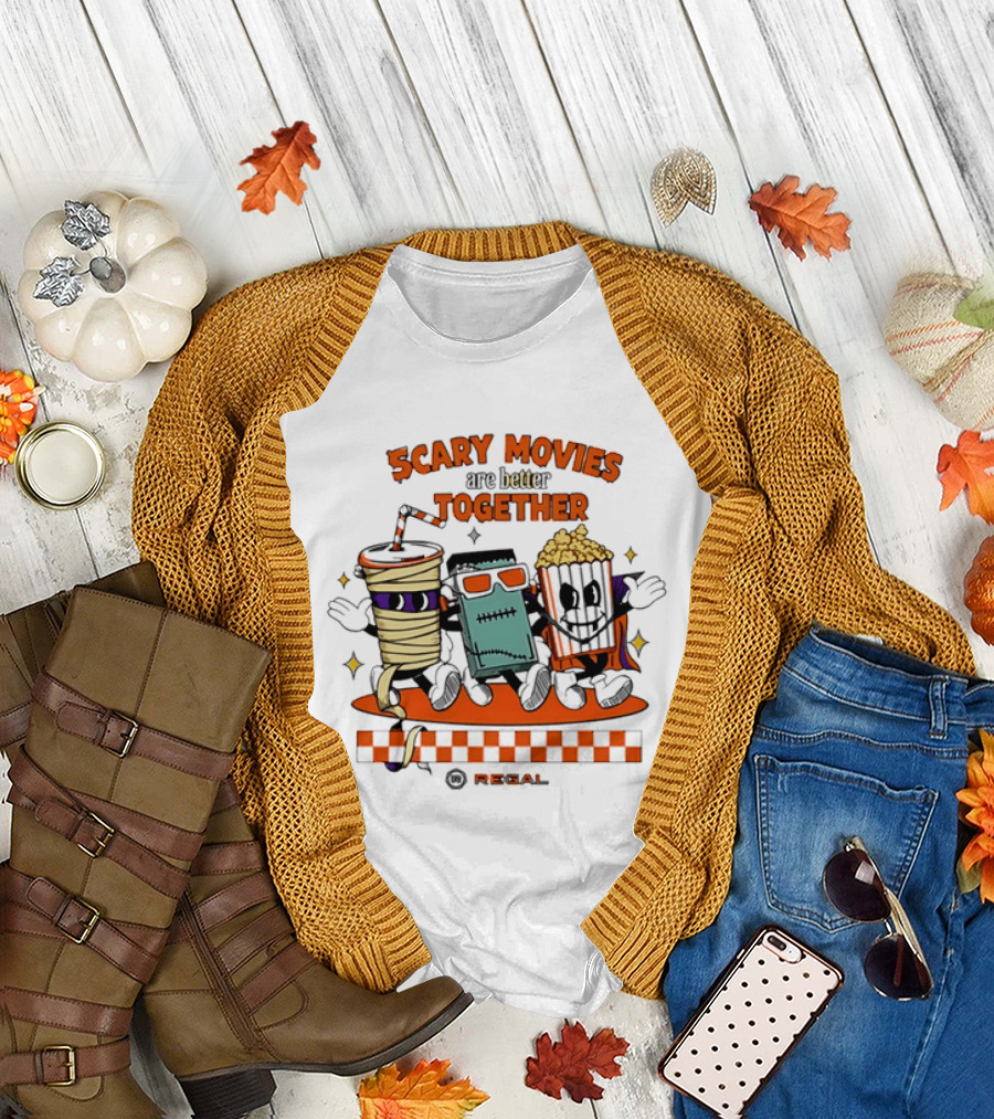 Scary Movies Are Better Together Halloween Snack Monsters Regal T-Shirt