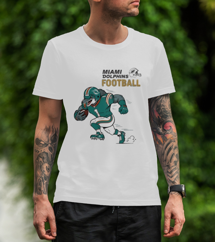 Miami Dolphins Aqua Rush Football Helmet Player T-Shirt