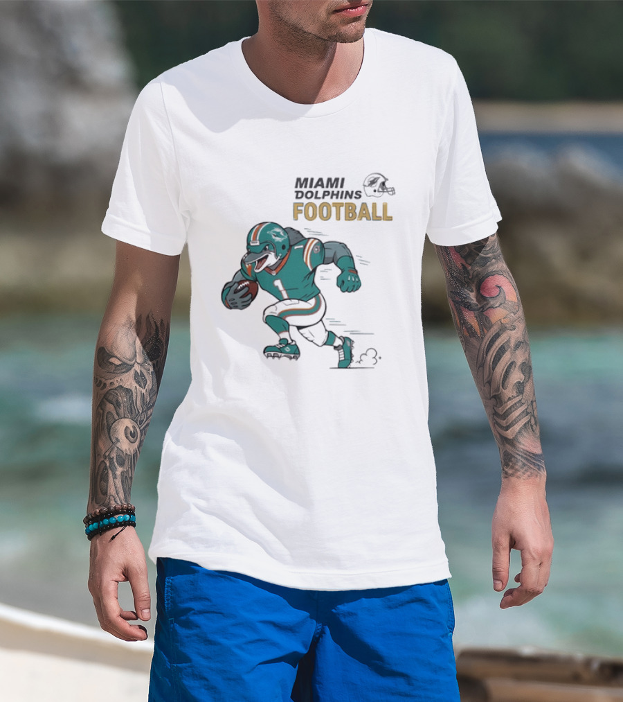Miami Dolphins Aqua Rush Football Helmet Player T-Shirt