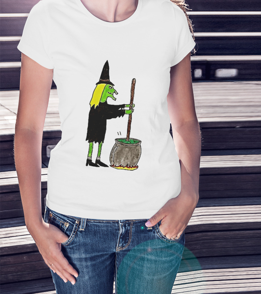 Witch Stirring Cauldron Soup Season Halloween Magic T-Shirt