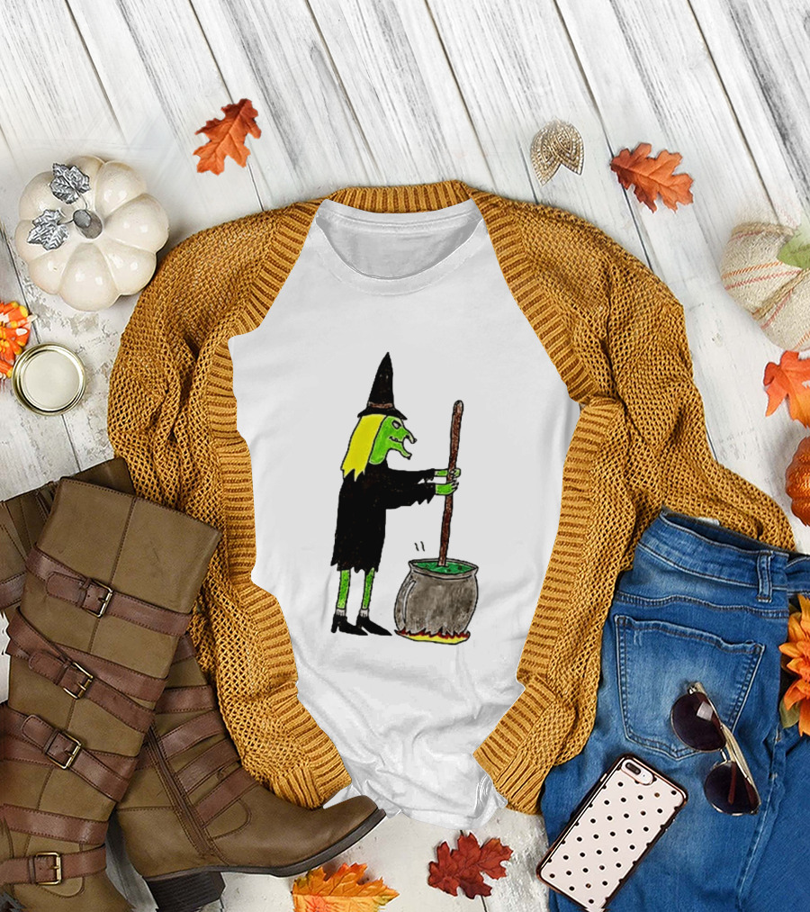 Witch Stirring Cauldron Soup Season Halloween Magic T-Shirt