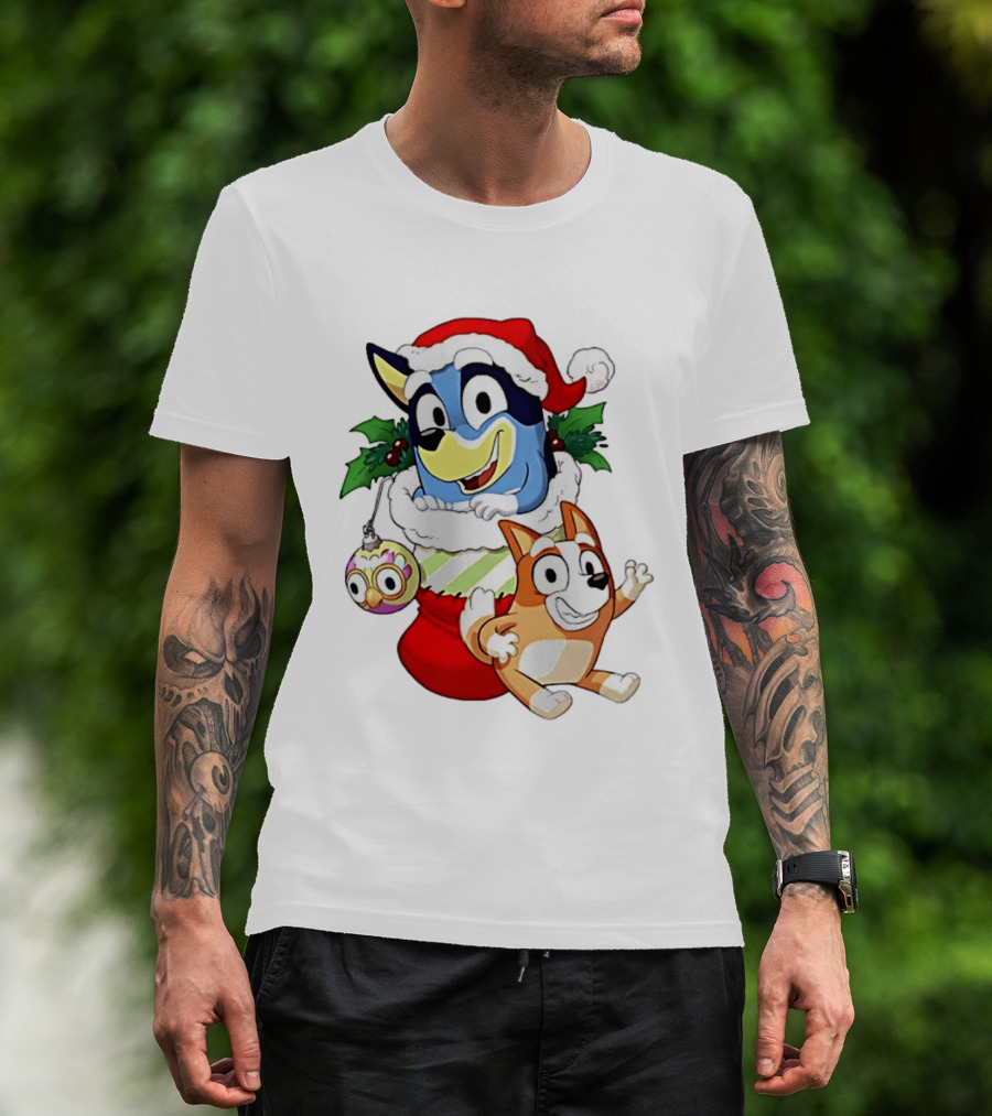 Bluey Christmas Stocking Stuffer Pups Bingo Holiday T-Shirt