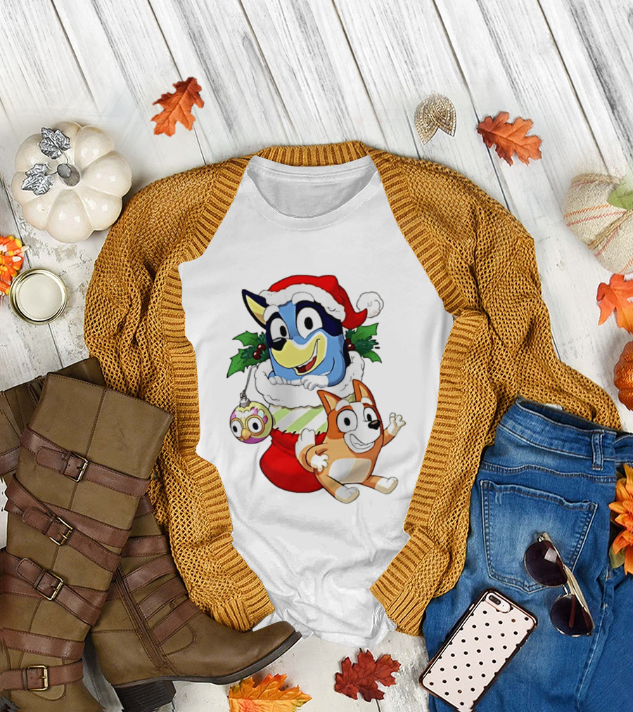 Bluey Christmas Stocking Stuffer Pups Bingo Holiday T-Shirt