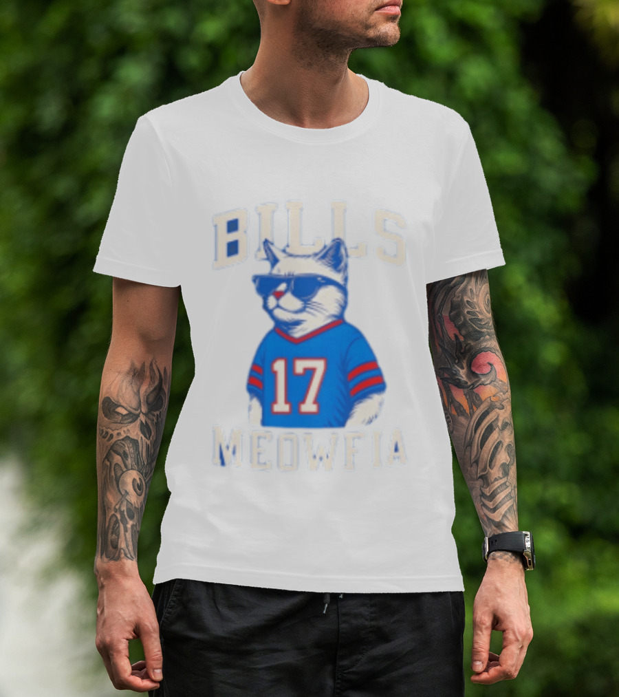 Bills Meowfia Cat 17 Jersey Buffalo Fan Football Sports T-Shirt