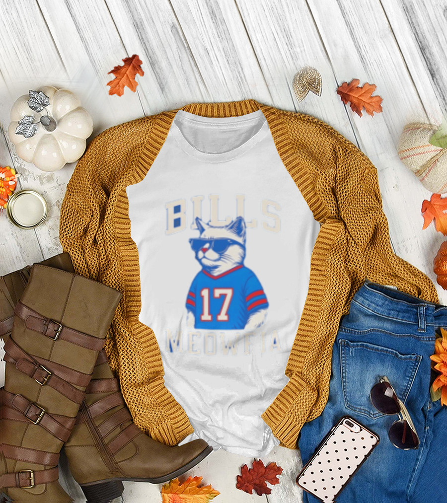 Bills Meowfia Cat 17 Jersey Buffalo Fan Football Sports T-Shirt