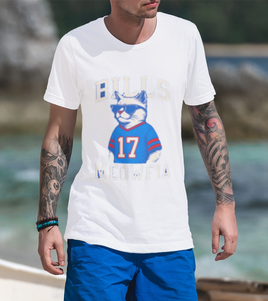 Bills Meowfia Cat 17 Jersey Buffalo Fan Football Sports T-Shirt