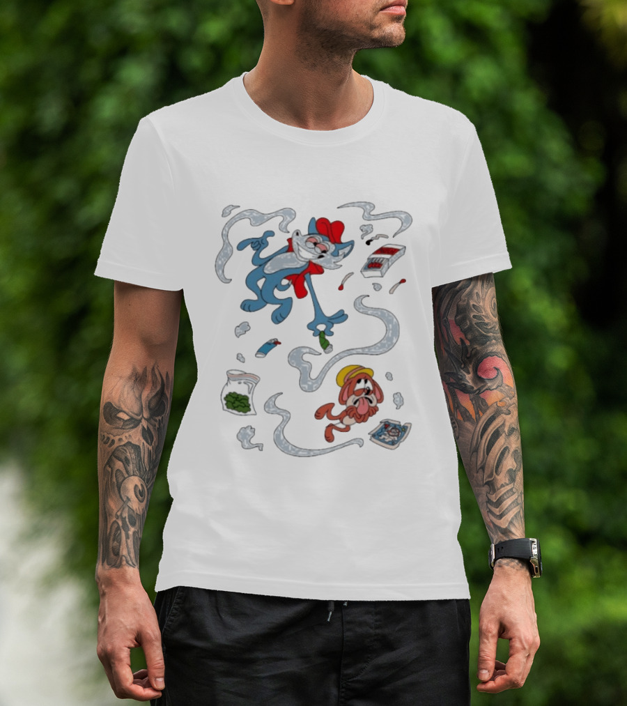 Original Ls Mark Catching Up Episode 2 Cartoon Characters With Smoke And Comic Effects T-Shirt