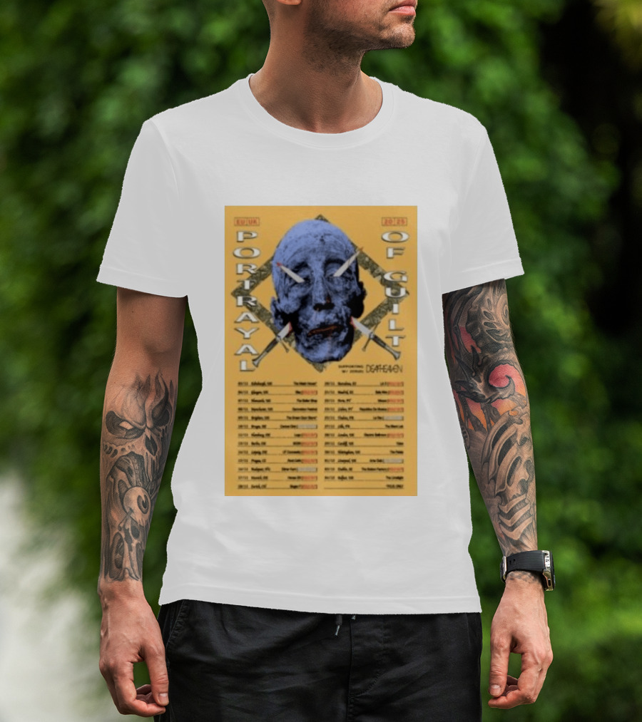 Portrayal Of Guilt Europe Tour 2025 Featuring Deafheaven Dates And Locations T-Shirt