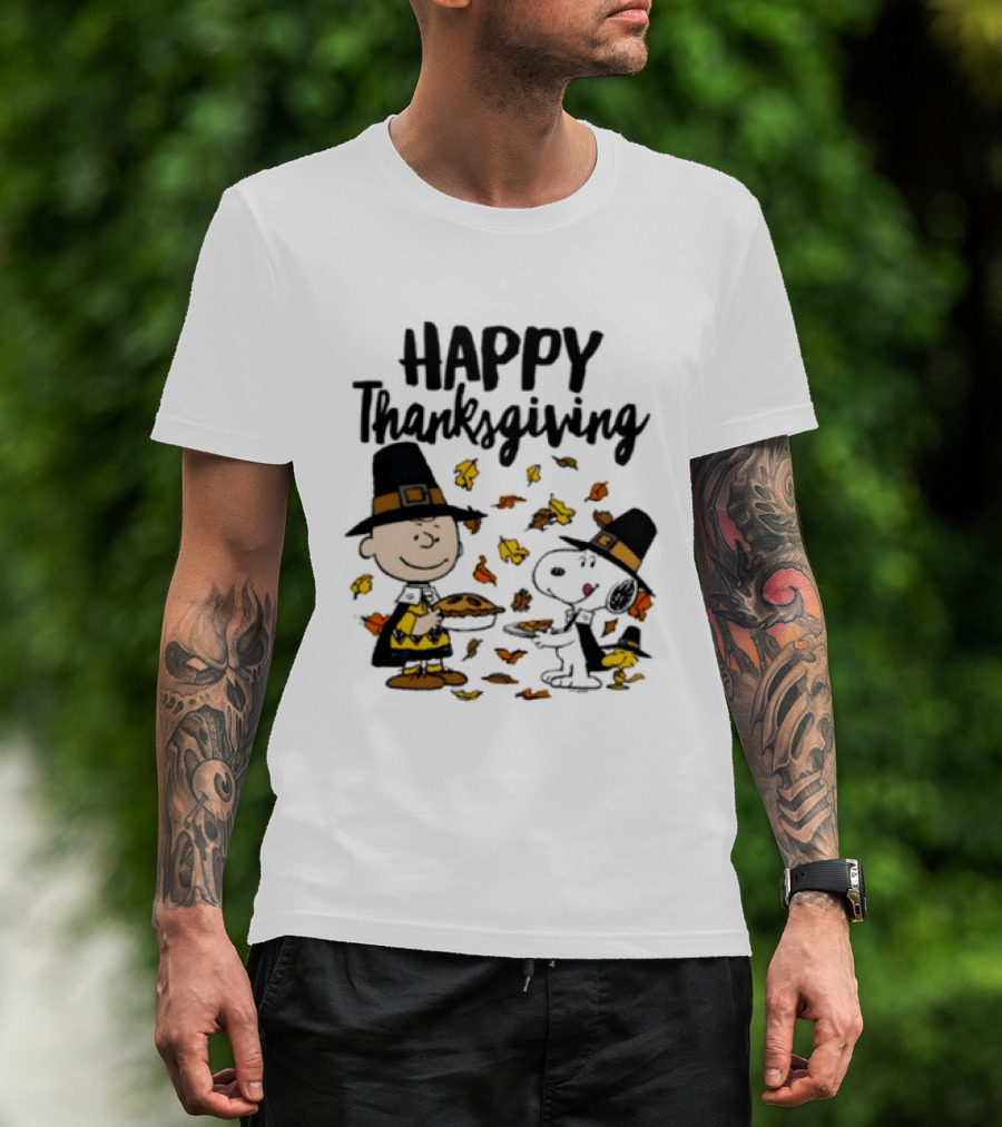 Happy Thanksgiving Peanuts Charlie Brown Snoopy Woodstock T-Shirt