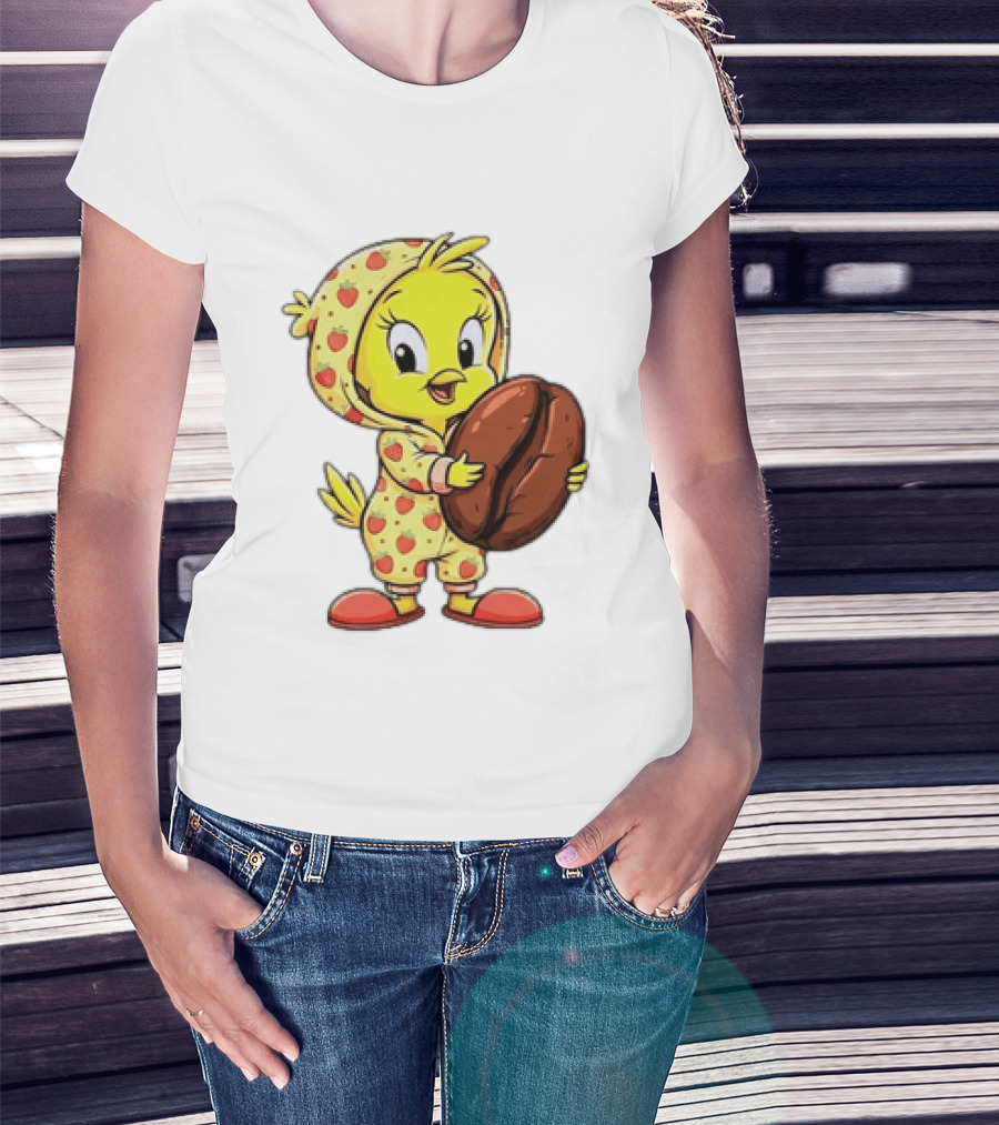 Tweety Coffee I Haven't Lost My Mind Half Of It Just Wandered Off Pajamas With Strawberry Onesie And Coffee Bean T-Shirt