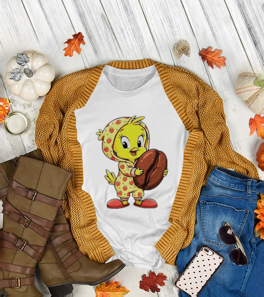 Tweety Coffee I Haven't Lost My Mind Half Of It Just Wandered Off Pajamas With Strawberry Onesie And Coffee Bean T-Shirt
